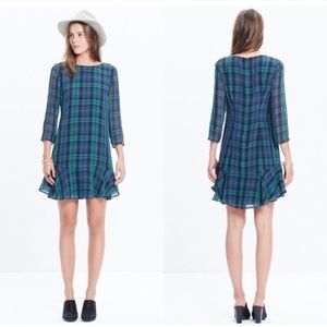 Madewell Larkin Silk Ruffle Tartan plaid dress 4